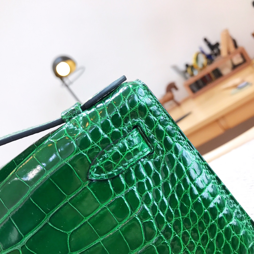 에르메스 미니 켈리백22 버트폰스 은장 샤이니 악어가죽